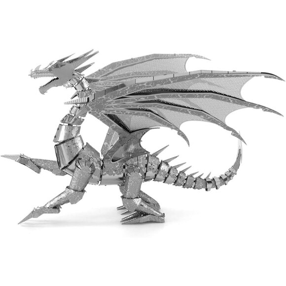 Fascinations Metal Earth Silver Dragon Model Kit Steel Model ICX023 - Picture 3 of 8